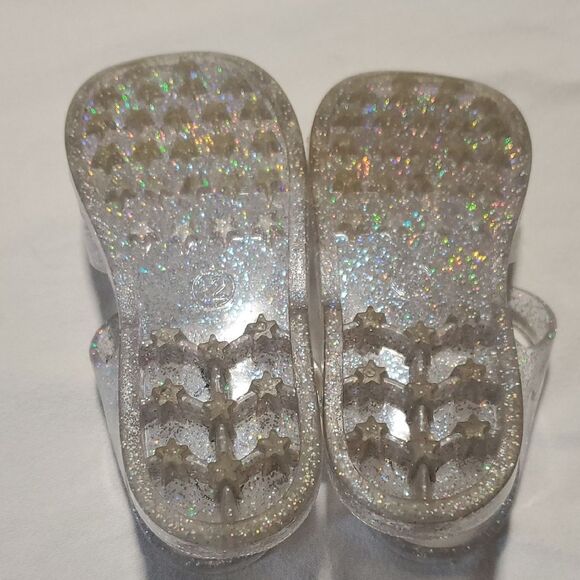 Cat & Jack Girls' Size 12 Glittery Silver Sandals - Picture 3 of 5